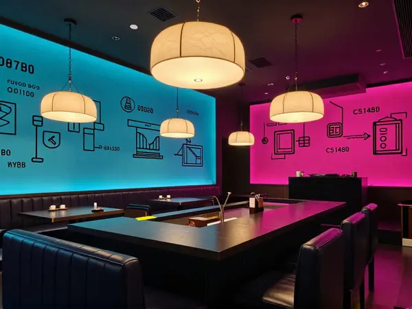 ネオンが映える店内