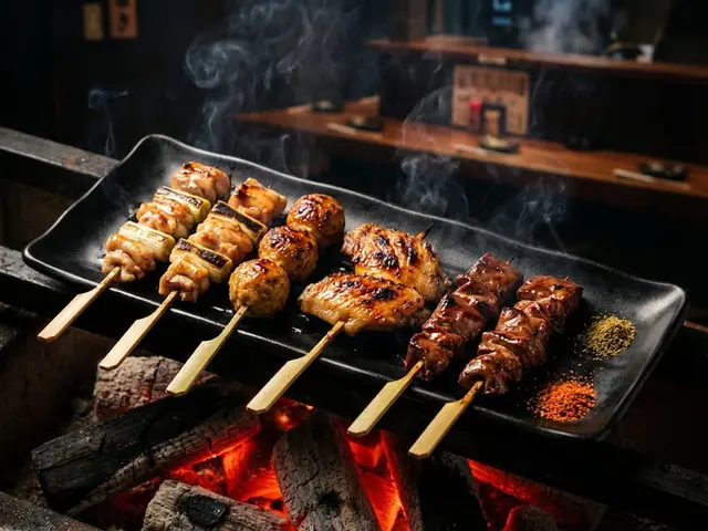 備長炭で焼き上げる串焼